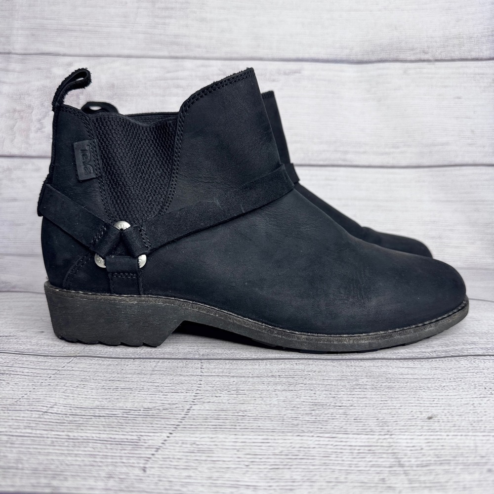 Teva De La Vina Dos Chelsea Boots Womens 8 Black Waterproof Leather Ankle